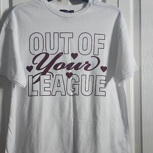 White Graphic Tee with Maroon Text